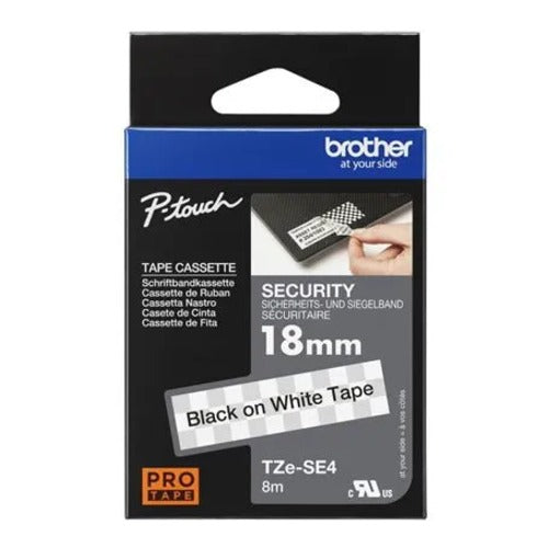 Brother 18mm Black on White Security TZE Tape - Image 2