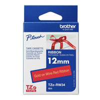 Brother RIBBON CONSUMABLE GOLD ON WINE RED 12MM X 4M - Image 1