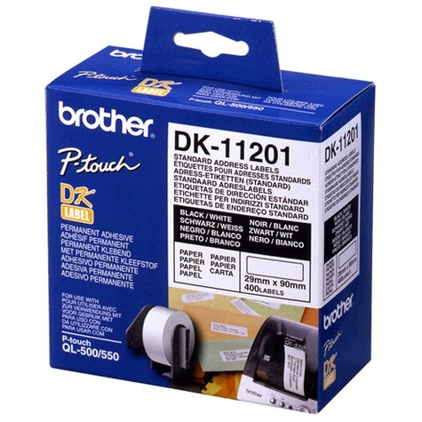 Brother WHITE STANDARD ADDRESS LABELS, 29MM X 90MM 400 LABELS PER ROLL Brother White Standa - Image 1