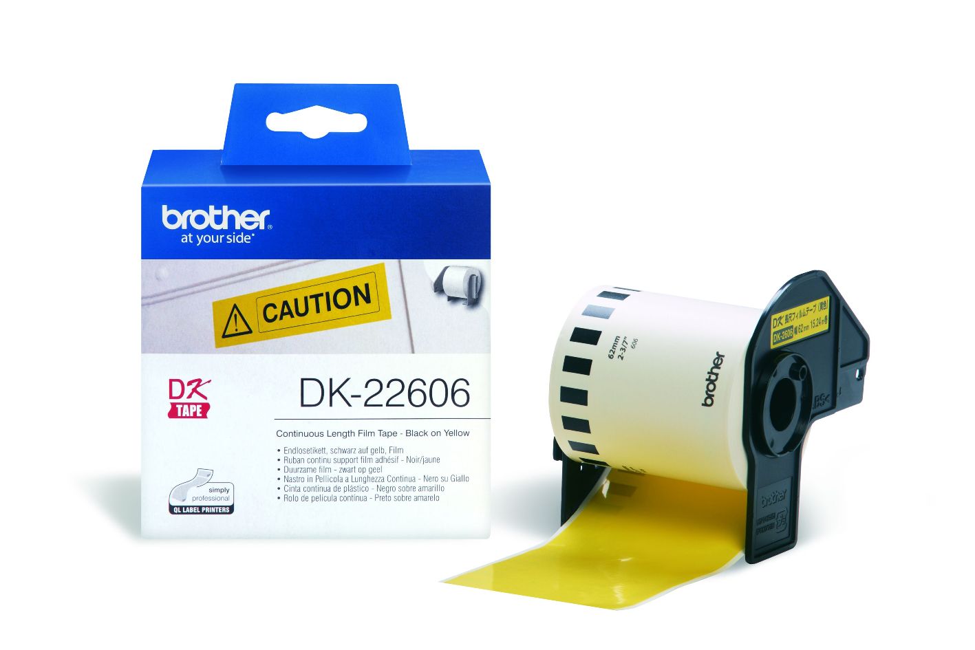 Brother YellowConti Film Roll 62mmX15.24m Continuous QLprts - Image 2