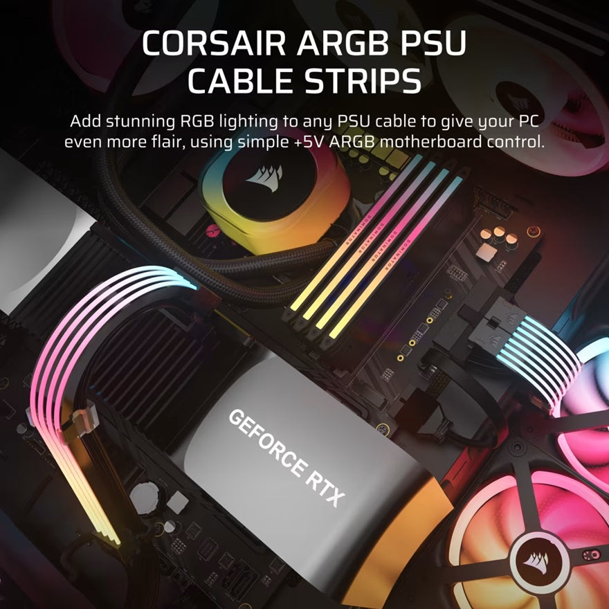Corsair ARGB PSU Cable Strips: 2x230mm, 100 ARGB LEDs/strip, 5V ARGB/iCUE - Image 4