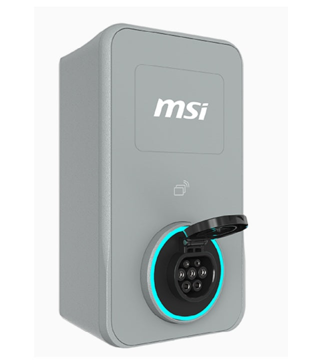 MSI Eco Life Max(OCPP) 22kW-Gray, 3-phase 380-415V, 32A, WiFi, OCPP2.0.1, IP65, LED circle, solar ready, app, RFID opt, LAN opt, tethered/socket, 2yr - Image 1