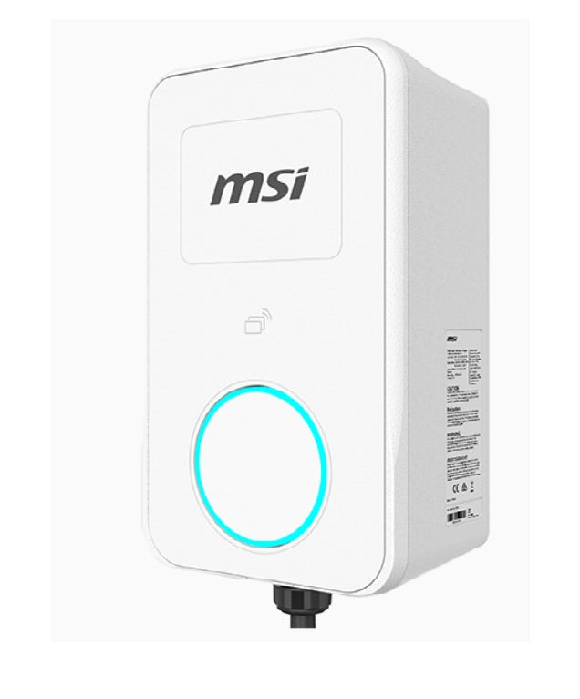MSI Eco Life Max(OCPP) 22kW-White, 3-phase 380-415V, 32A, WiFi, OCPP2.0.1, IP65, LED circle, solar ready, app, RFID opt, LAN opt, tethered/socket, 2yr - Image 1