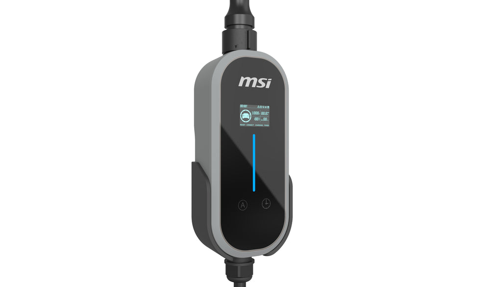 MSI Portable EV Charger Grey Ezgo 10A+15A+Home kit, Single Phase, 230V, 1PH, 2.3KW & 3.4KW, 5M Type 2 Charging gun, 1.8'LCD,  IP66, 1.5T, Bluetooth - Image 1