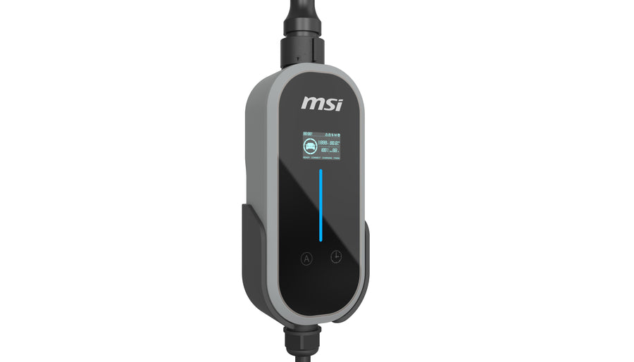 MSI Portable EV Charger Grey Ezgo 10A+15A+Home kit, Single Phase, 230V, 1PH, 2.3KW & 3.4KW, 5M Type 2 Charging gun, 1.8'LCD,  IP66, 1.5T, Bluetooth