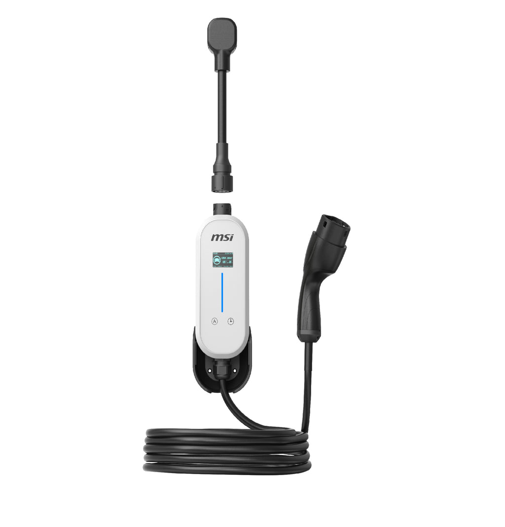 MSI Portable EV Charger White Ezgo 10A+15A+Home kit, Single Phase, 230V, 1PH, 2.3KW & 3.4KW, 5M Type 2 Charging gun, 1.8'LCD,  IP66, 1.5T, Bluetooth - Image 2