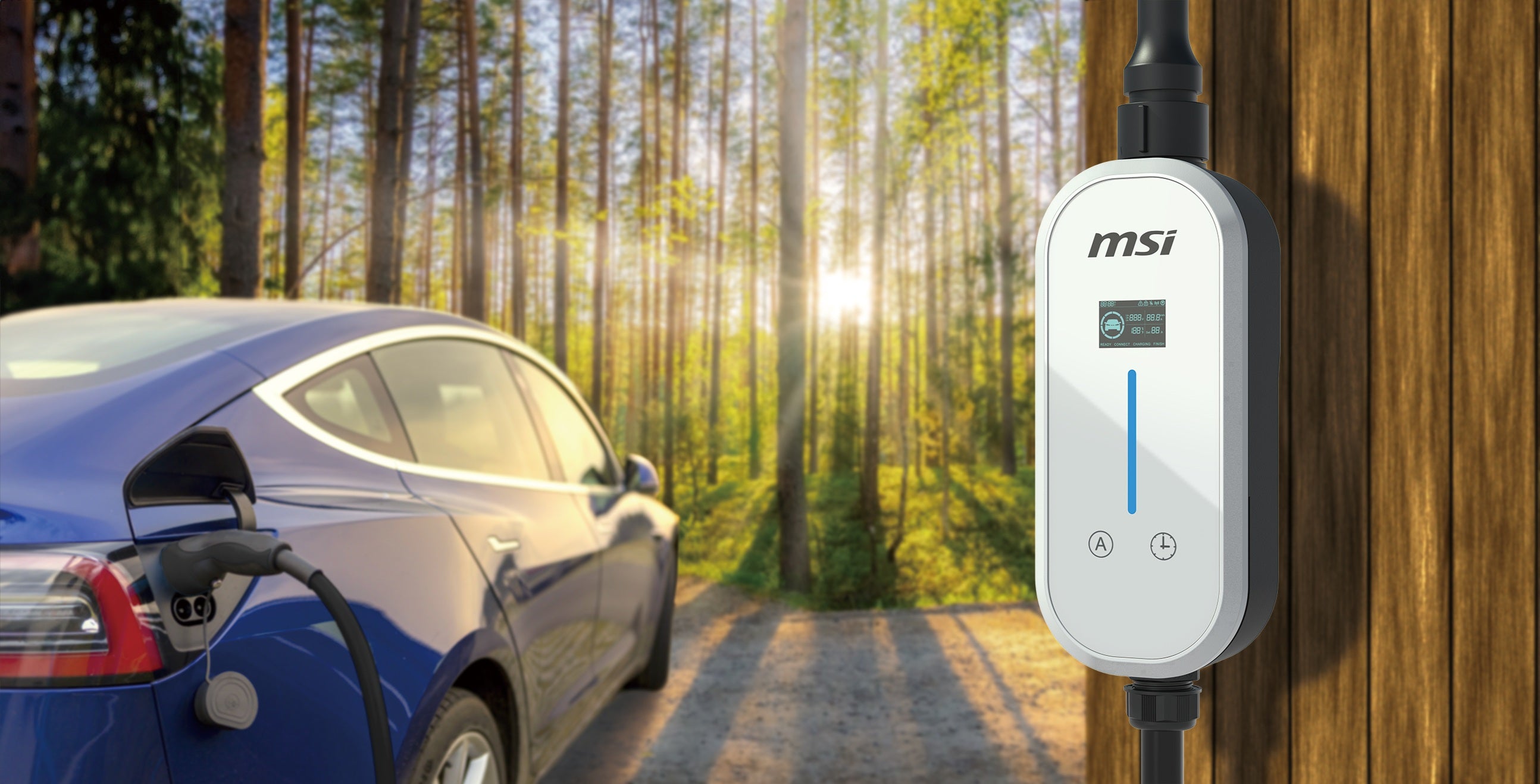 MSI Portable EV Charger White Ezgo 10A+15A+Home kit, Single Phase, 230V, 1PH, 2.3KW & 3.4KW, 5M Type 2 Charging gun, 1.8'LCD,  IP66, 1.5T, Bluetooth - Image 3