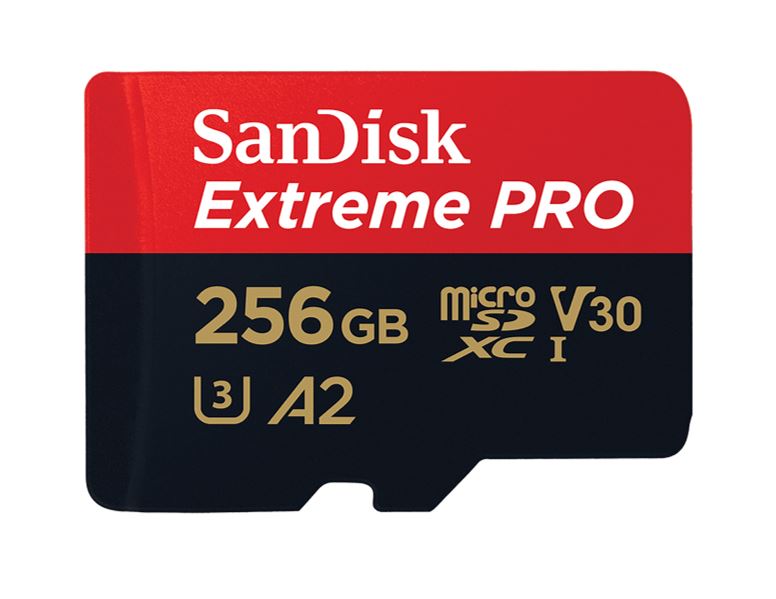 SanDisk Extreme Pro 256GB microSD SDXC SDXC UHS-I 200MB/s 140MB/s V30 U3 A2 4K UHD Shock temperature water & X-ray proof with SD Adaptor - Image 1