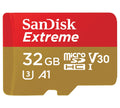 SanDisk Extreme 32GB microSD SDHC V30 U3 C10 A1 UHS-1 100MB/s R 60MB/s W 4x6 SD Adaptor Android Smartphone Action Camera Drones >16GB - Image 1