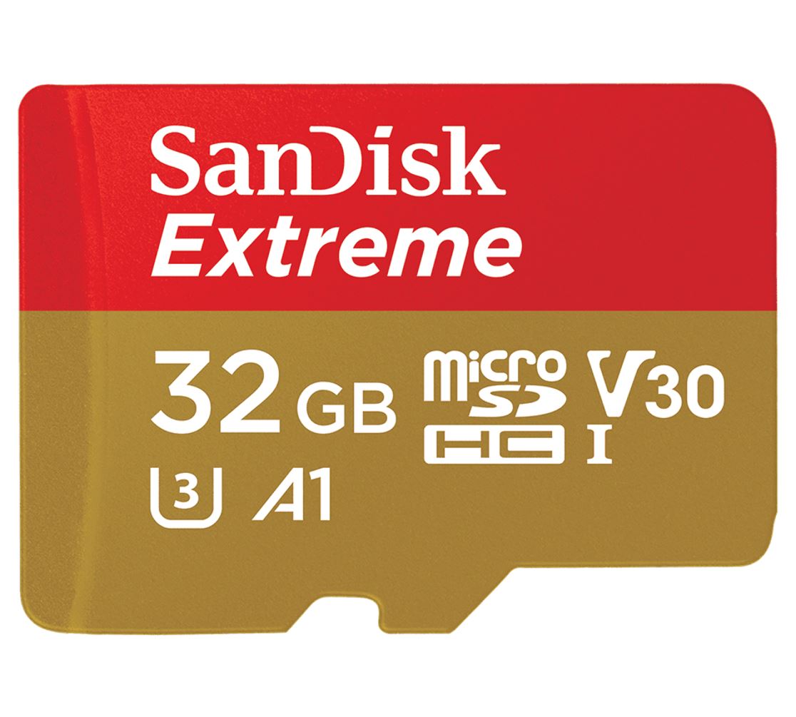 SanDisk Extreme 32GB microSD SDHC V30 U3 C10 A1 UHS-1 100MB/s R 60MB/s W 4x6 SD Adaptor Android Smartphone Action Camera Drones >16GB - Image 1