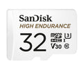 SanDisk High Endurance 32GB microSD 100MB/s 40MB/s 2.5K hrs 4K UHD C10 U3 V30 -40°C to 85°C Heat Freeze Shock Temp Water X-ray Proof SD Adapter >16GB - Image 1