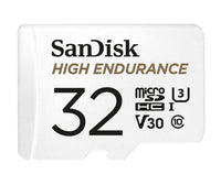 SanDisk High Endurance 32GB microSD 100MB/s 40MB/s 2.5K hrs 4K UHD C10 U3 V30 -40°C to 85°C Heat Freeze Shock Temp Water X-ray Proof SD Adapter >16GB - Image 1