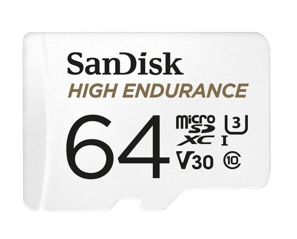 SanDisk High Endurance 64GB microSD 100MB/s 40MB/s 5K hrs 4K UHD C10 U3 V30 -40°C to 85°C Heat Freeze Shock Temperature Water X-ray Proof SD Adapter - Image 1