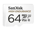 SanDisk High Endurance 64GB microSD 100MB/s 40MB/s 5K hrs 4K UHD C10 U3 V30 -40°C to 85°C Heat Freeze Shock Temperature Water X-ray Proof SD Adapter - Image 1