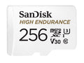 SanDisk High Endurance 256GB microSD 100MB/s 40MB/s 20K hrs 4K UHD C10 U3 V30 -40°C to 85°C Heat Freeze Shock Temperature Water X-ray Proof SD Adapter - Image 1