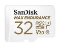 SanDisk Max Endurance 32GB microSD 100MB/s 40MB/s 20K hrs 4K UHD C10 U3 V30 -40°C to 85°C Heat Freeze Shock Temperature Water X-ray Proof SD Adapter - Image 1