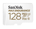 SanDisk Max Endurance 128GB microSD 100MB/s 40MB/s 20K hrs 4K UHD C10 U3 V30 -40°C to 85°C Heat Freeze Shock Temperature Water X-ray Proof SD Adapter - Image 1