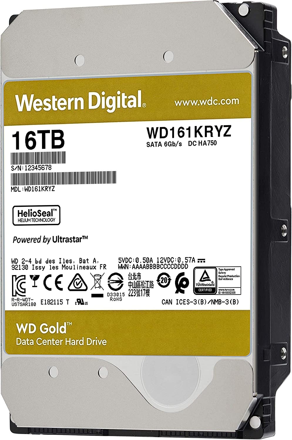 Western Digital Gold 16TB 3.5" Enterprise Class SATA 6 Gb/s HDD 7200 RPM Cache Size  512MB 5-Year Limited Warranty - Image 2