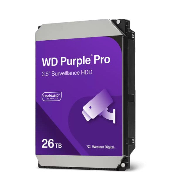 Western Digital WD Purple Pro 26TB 3.5" Surveillance HDD 7200RPM 512MB SATA 287MB/s 7200 RPM 512MB 5yrs warranty - Image 1