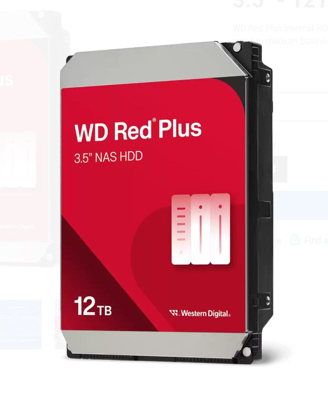 Western Digital WD Red Plus 12TB 3.5" NAS HDD SATA3 7200RPM 256MB Cache 24x7 180TBW ~8-bays NASware 3.0 CMR Tech 3yrs wty (replacment of WD120EFBX) - Image 1