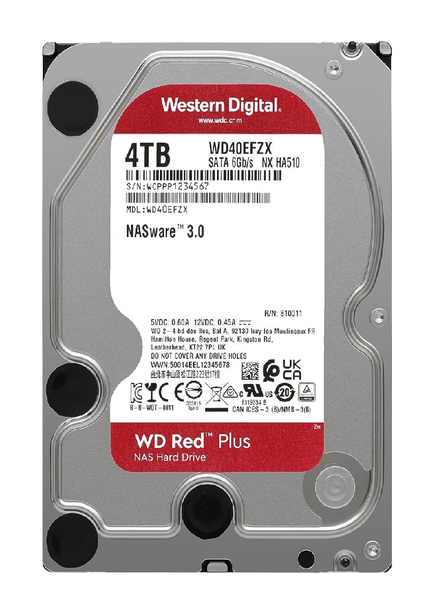 Western Digital WD Red Plus 4TB 3.5" NAS HDD SATA III NAS Hard Drive 5400 RPM 128MB Cache 180MB/S 180TB/Year 3Y warranty (WD40EFZZ) - Image 3