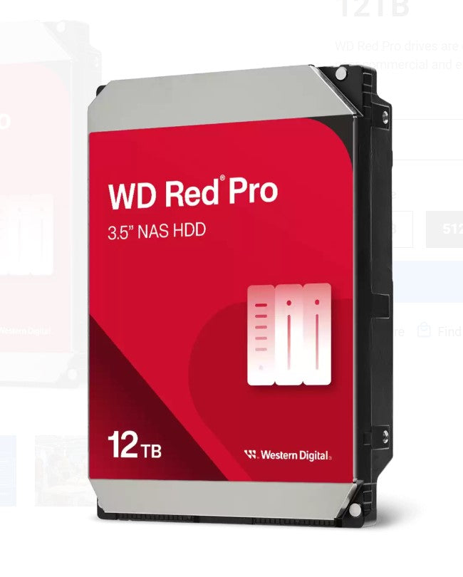 Western Digital WD Red Pro 12TB 3.5" NAS HDD SATA3 7200RPM 256MB Cache 24x7 300TBW ~24-bays NASware 3.0 CMR Tech 5yrs wty (replacement of WD121KFBX) - Image 2