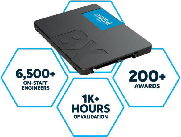 Crucial BX500 1TB 2.5" SATA3 6Gb/s SSD - 3D NAND 540/500MB/s 7mm 1.5 mil MTBF 3yr wty Acronis True Image Solid State Drive - Image 1