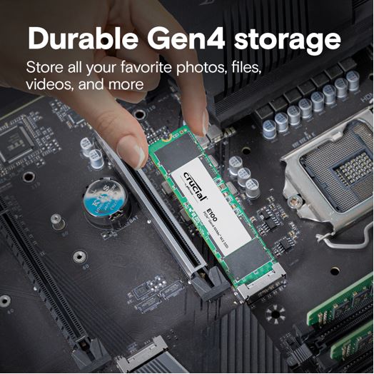 Crucial E100 2TB Gen4 NVMe SSD 5000/4500 MB/s R/W 100TBW 350K/460K IOPS 1M hrs MTTF M.2 2280 PCIe4 3yrs ~Crucial P3 Plus - Image 4