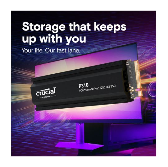 Crucial P310 4TB Gen4 2280 NVMe SSD Heatsink 7100/6000 MB/s R/W 800TBW 1000K/1000K IOPS 1.5M hrs MTTF Full-Drive Encryption M.2 PCIe4 5yrs - Image 4