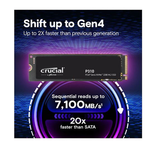 Crucial P310 4TB Gen4 2280 NVMe SSD 7100/6000 MB/s R/W 800TBW 1000K/1000K IOPS 1.5M hrs MTTF Full-Drive Encryption M.2 PCIe4 5yrs ~CT4000P310SSD5 - Image 2