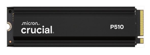 Crucial P510 1TB Gen5 2280 NVMe M.2 SSD w Heatsink 11,000 / 9,500 MB/s R/W 600TBW 1.5M IOPS 1.5M hrs MTTF Full-Drive Encryption 5yrs - Image 1