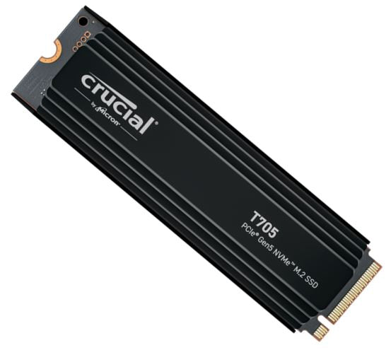 Crucial T705 1TB Gen5 NVMe SSD Heatsink - 13600/10200 MB/s R/W 600TBW 1400K IOPs 1.5M hrs MTTF DirectStorage for Intel 14th Gen & AMD Ryzen 7000 - Image 1