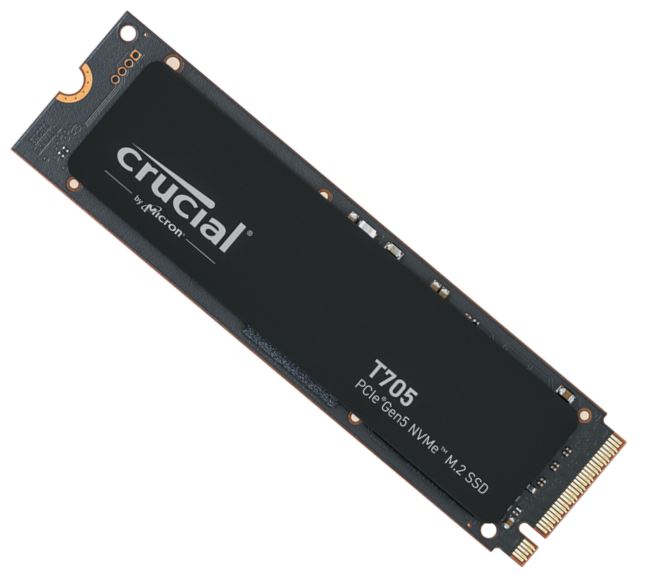 Crucial T705 4TB Gen5 NVMe SSD - 14100/12600 MB/s R/W 2400TBW 1500K IOPs 1.5M hrs MTTF DirectStorage for Intel 14th Gen & AMD Ryzen 7000 - Image 1
