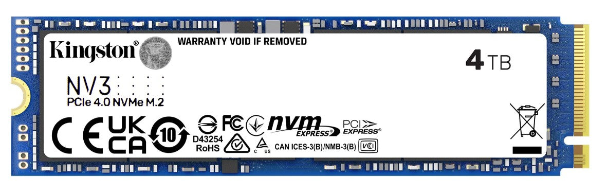 Kingston SNV3S NV3 4TB PCle 4.0x4 NVMe M.2 2280 Gen4 SSD 6000/5000MB/s 3D HAND compaitible Notebook and SFF 5Y Limited (LS) - Image 1