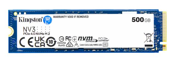 Kingston SNV3S NV3 500GB PCle 4.0x4 NVMe M.2 2280 SSD 5000/3000MB/s compaitible Notebook and SFF 5Y Limited - Image 1