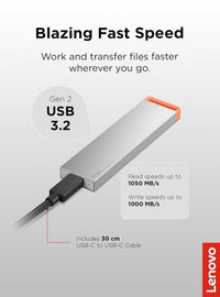 Lenovo PS8S 1TB External Portable SSD ~1050MB/s USB3.2 Gen2 USB-C Stylish Metal Body Lightweight 40g Durable for PC MAC PS4 Xbox Android iPad Pro - Image 2