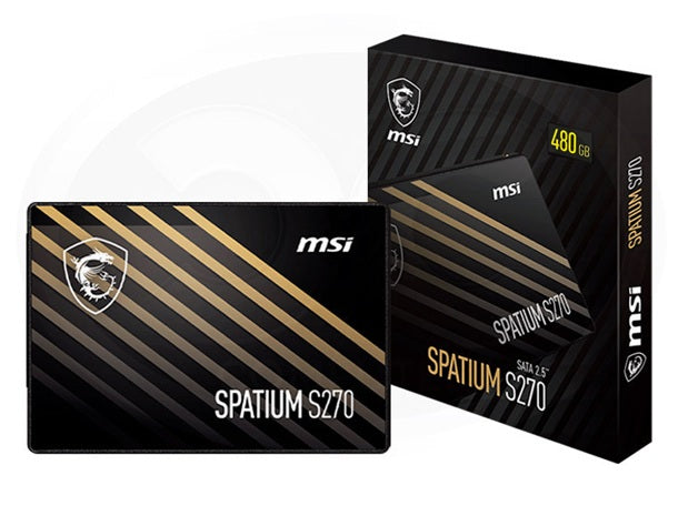 MSI SPATIUM S270 SATA 2.5" 480GB,  PHISON S11, 3D NAND, SATA III 6Gbps, Sequential Read up to 500MB/s, Sequential Write up to 450MB/s, 250 TBW, 5Y WTY - Image 1