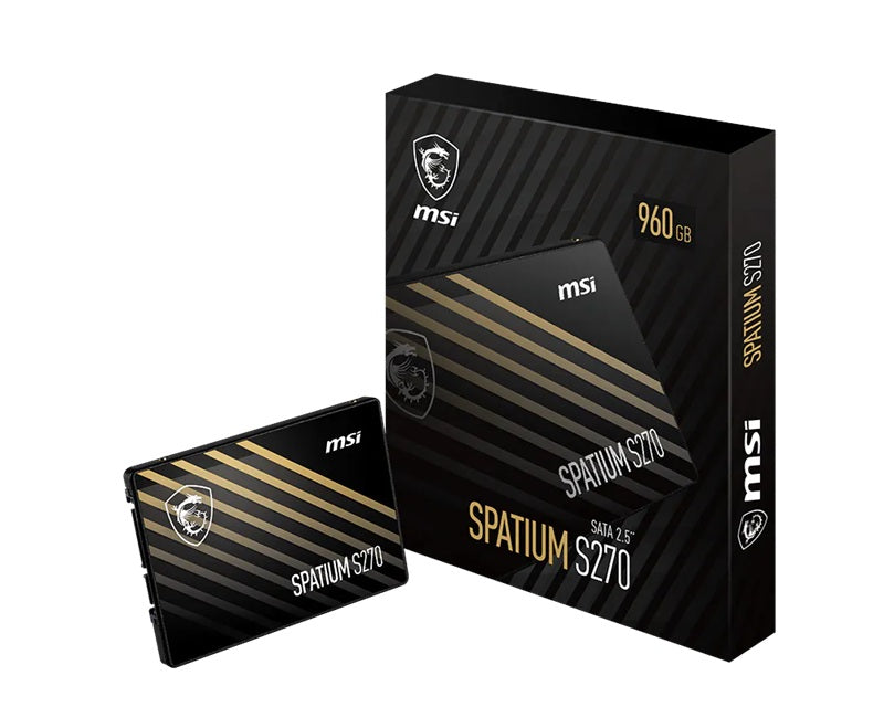 MSI SPATIUM S270 SATA 2.5" 960GB,  PHISON S11, 3D NAND, SATA III 6Gbps, Sequential Read up to 500MB/s, Sequential Write up to 450MB/s, 250 TBW, 5Y WTY - Image 1