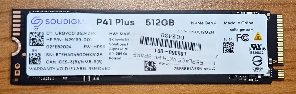 OEM 512GB Gen4 NVMe SSD 3500/1625MB/s R/W 200TBW 220K/300K IOPS 1.5M hrs MTTF PCIe 4 M.2 2280 1yr wty >500GB (not Crucial) - Image 1