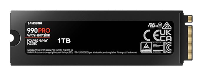 Samsung 990 Pro 1TB with Heatsink Gen4 NVMe SSD 7450MB/s 6900MB/s R/W 1550K/1200K IOPS 600TBW 1.5M Hrs MTBF for PS5 5yrs Wty - Image 2