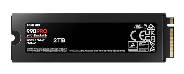 Samsung 990 Pro 2TB with Heatsink Gen4 NVMe SSD 7450MB/s 6900MB/s R/W 1550K/1200K IOPS 1200TBW 1.5M Hrs MTBF for PS5 5yrs Wty