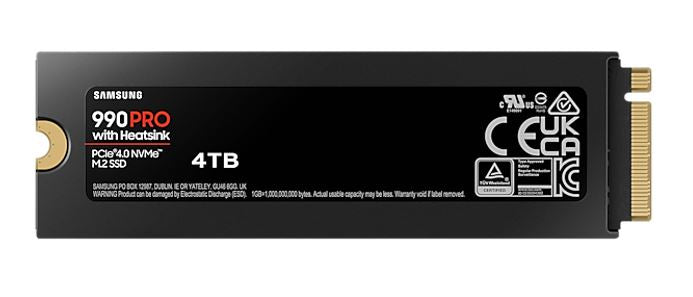 Samsung 990 Pro 4TB with Heatsink Gen4 NVMe SSD 7450MB/s 6900MB/s R/W 1600K/1550K IOPS 2400TBW 1.5M Hrs MTBF for PS5 5yrs Wty - Image 2