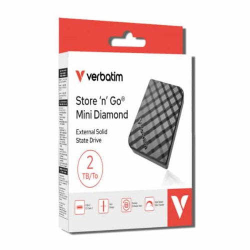 Verbatim 32026 Store’n’Go Mini Diamond SSD USB-C 2TB, USB 3.2 Gen 2, 1000MB/s Read/Write, USB Flash Drive, External SSD - Image 5