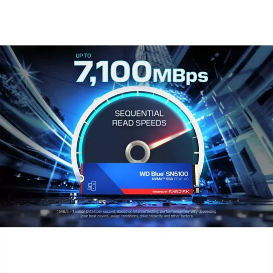 Western Digital WD Blue SN5100 NVMe™ SSD - 1TB, M.2 2280, PCIe Gen4, Read 7100MB/s, Write 6700MB/s, 1000K/1300K IOPS, TBW 600, 5yr Warranty - Image 3