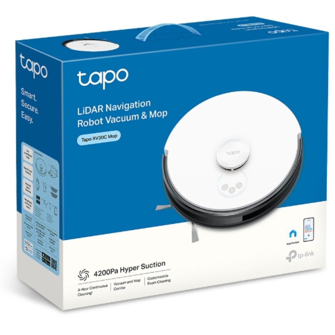 TP-Link Tapo RV30C Mop LiDAR Navigation Robot Vacuum & Mop, 4200Pa Hyper Suction, Auto-Charging, 3200mAh Battery for Long-lasting, Auto-Charging - Image 1