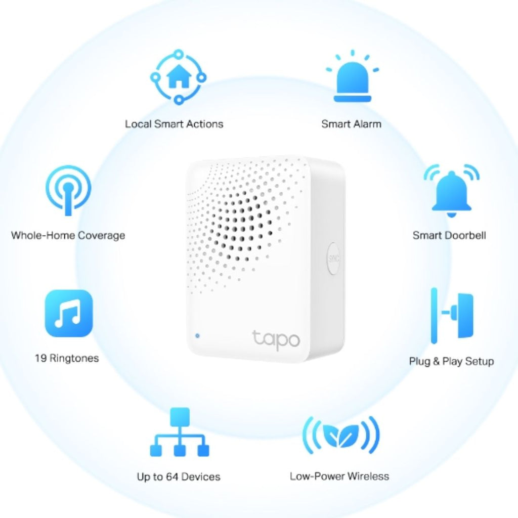 TP-Link Tapo Smart IoT Hub with Chime, Whole-Home Coverage, Low-Power Wireless Protocol , Smart Alarm, Smart Doorbell (Tapo H100） - Image 3