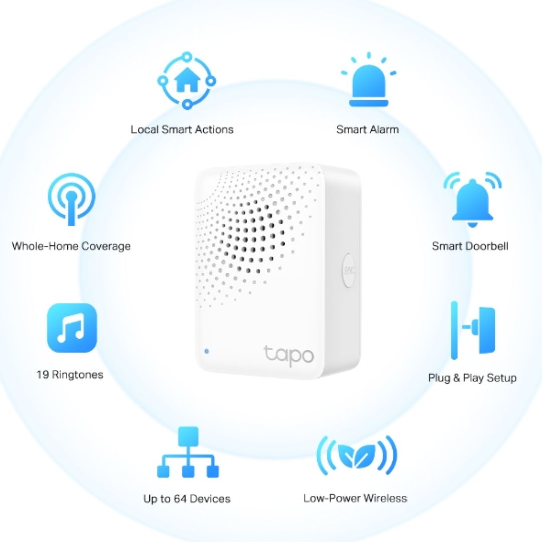 TP-Link Tapo Smart IoT Hub with Chime, Whole-Home Coverage, Low-Power Wireless Protocol , Smart Alarm, Smart Doorbell (Tapo H100） - Image 3