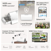 Tapo H500 Smart HomeBase Up To 16 Cameras, 64 Sensors, Local AI Hub, 16GB Built-in + up to 16TB Expandable Storage, Matter, No Cloud Fees - Image 4
