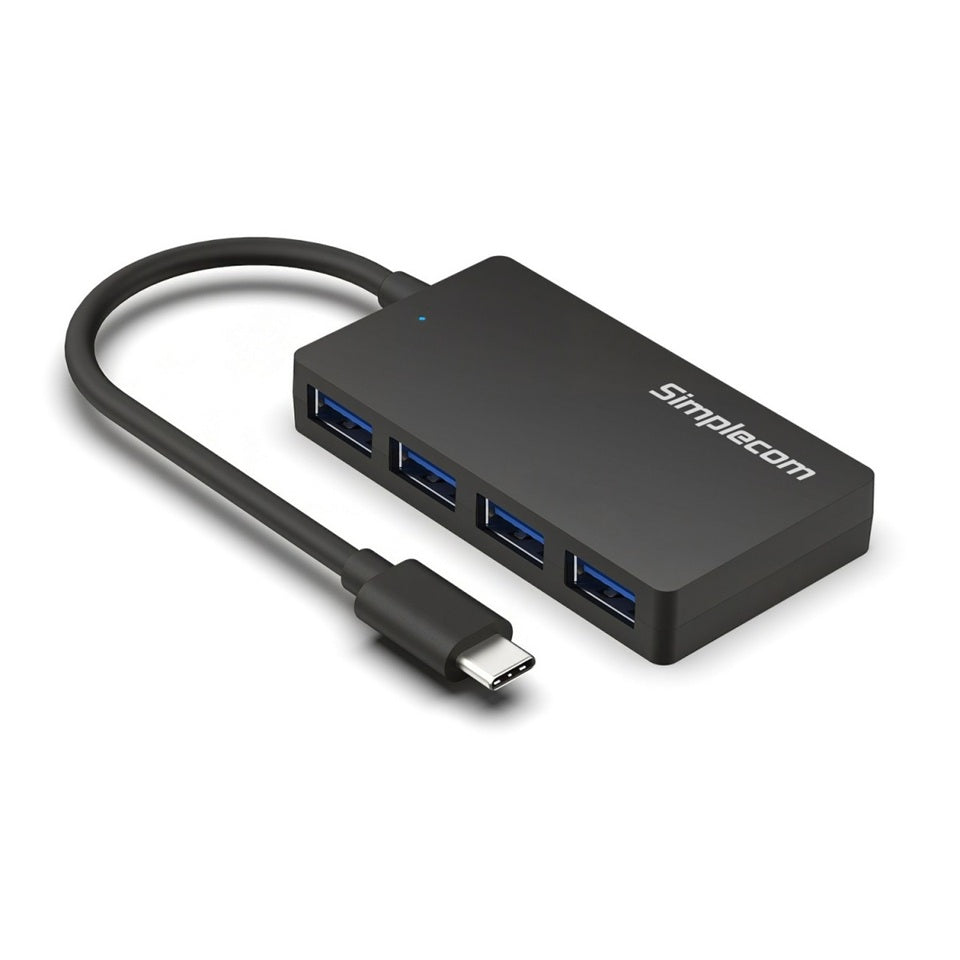 Simplecom CH350 SuperSpeed USB-C to 4xtUSB-A Hub USB 3.2 Gen1, 5Gbps, plug & play, bus-powered, ABS, 76×41×11mm, 35g, 15cm cable, Win/macOS compatibe - Image 1