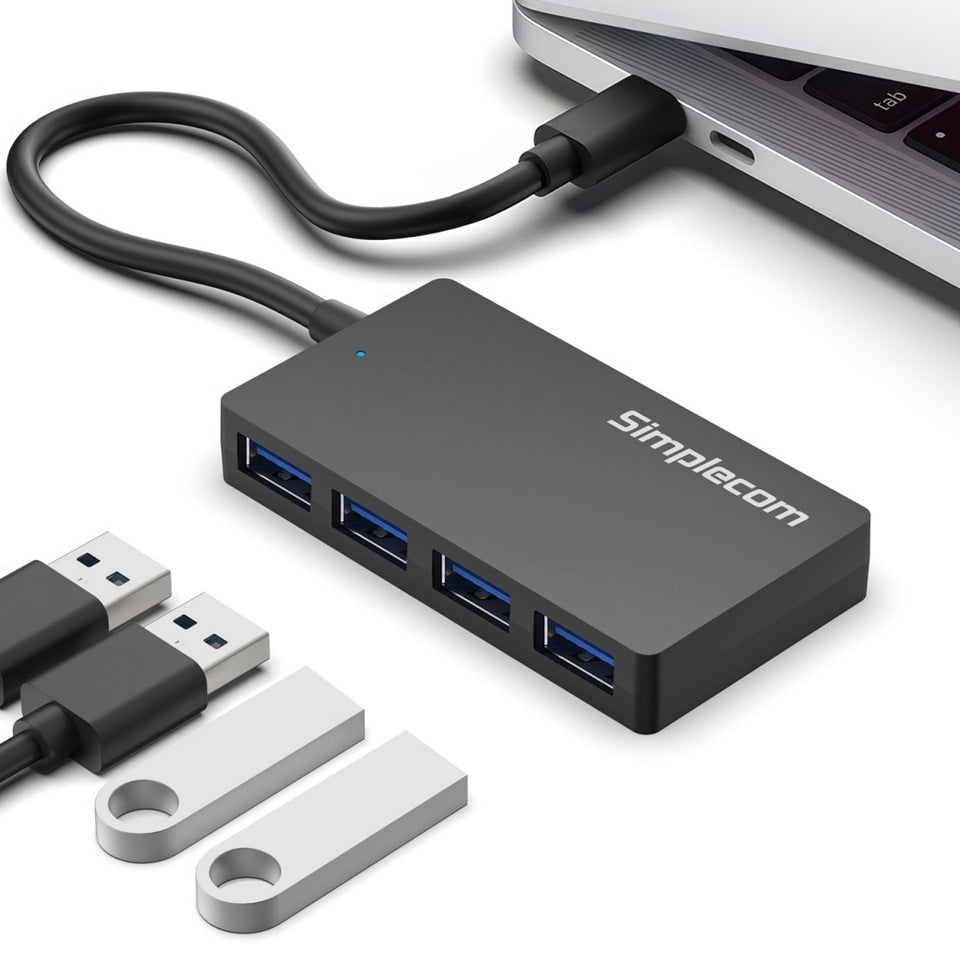 Simplecom CH352 USB-A to 4xPort SuperSpeed USB 3.2 Gen1, 5Gbps, plug & play, bus-powered, ABS, 76×41×11mm, 35g, 15cm cable, Win/macOS/Linux compatible - Image 3
